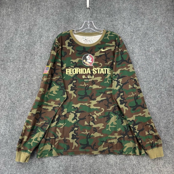 Nike | Shirts | Nike Tee Dri Fit Camo Long Sleeve Mens Xxl Fsu Seminole ...